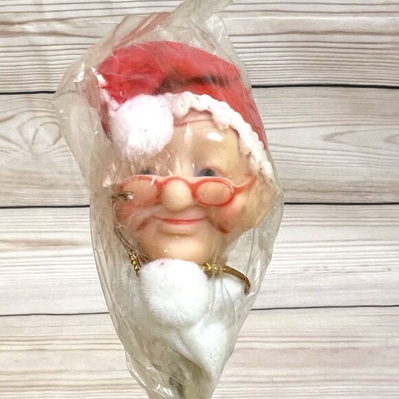 VTG Mini 2” Doll Heads on Wire Pick Mrs Claus x2 & Brunette x2 Crafts Christmas - Picture 3 of 8
